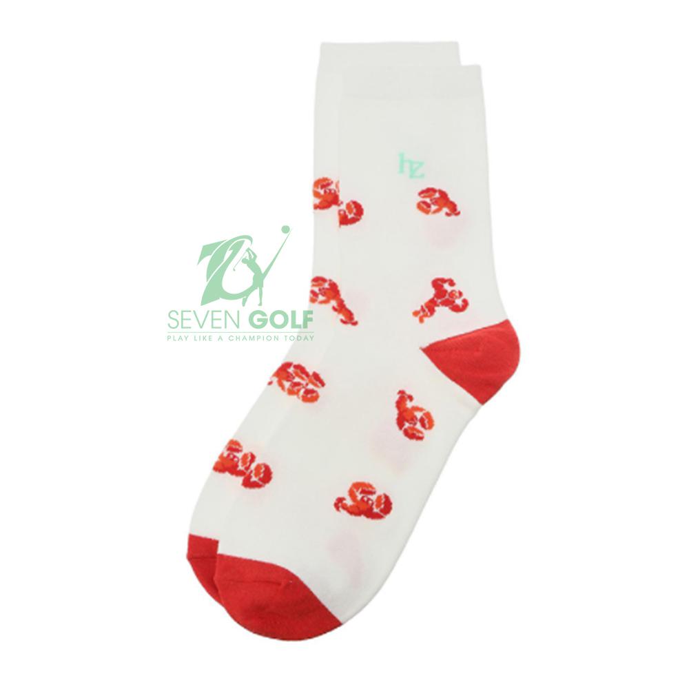 Vớ golf nữ cổ cao Hazzys HWSS9E314R2 WH/RED